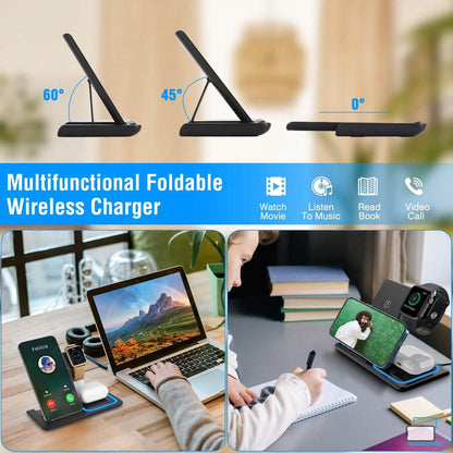 3-in-1 Wireless Fast Charging Station Dock Foldable