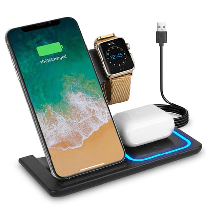 3-in-1 Wireless Fast Charging Station Dock Foldable
