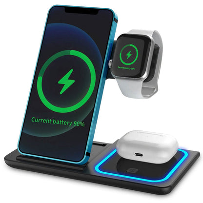 3-in-1 Wireless Fast Charging Station Dock Foldable