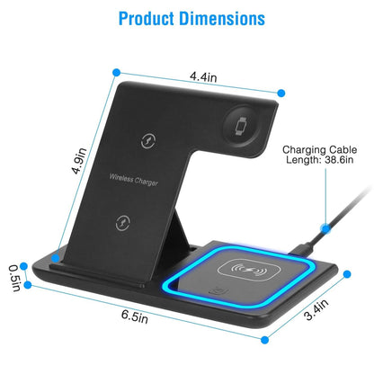3-in-1 Wireless Fast Charging Station Dock Foldable