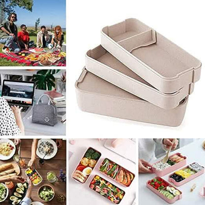 3-Layer Stackable Bento Box Japanese Lunch Box Kit with Spoon & Fork