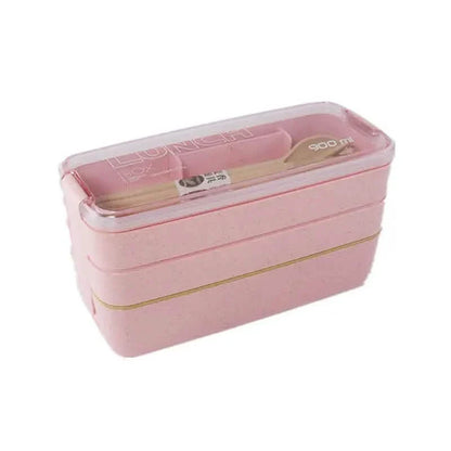 3-Layer Stackable Bento Box Japanese Lunch Box Kit with Spoon & Fork