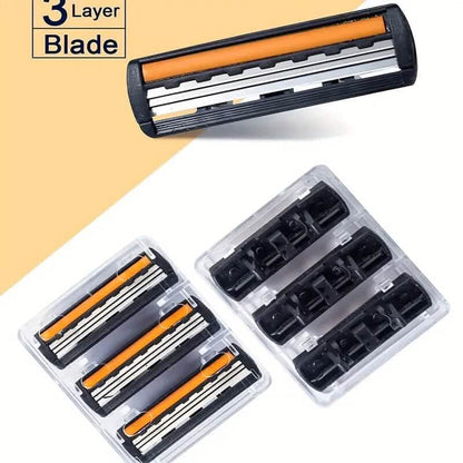 3-Layer Stainless Steel Razor Hair Removal 12 Shaving Blades and 1 Handle