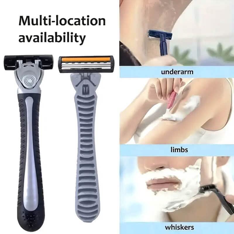 3-Layer Stainless Steel Razor Hair Removal 12 Shaving Blades and 1 Handle