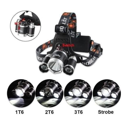 3 LED XM-L T6 Waterproof Headlamp LED Torch Flashlight