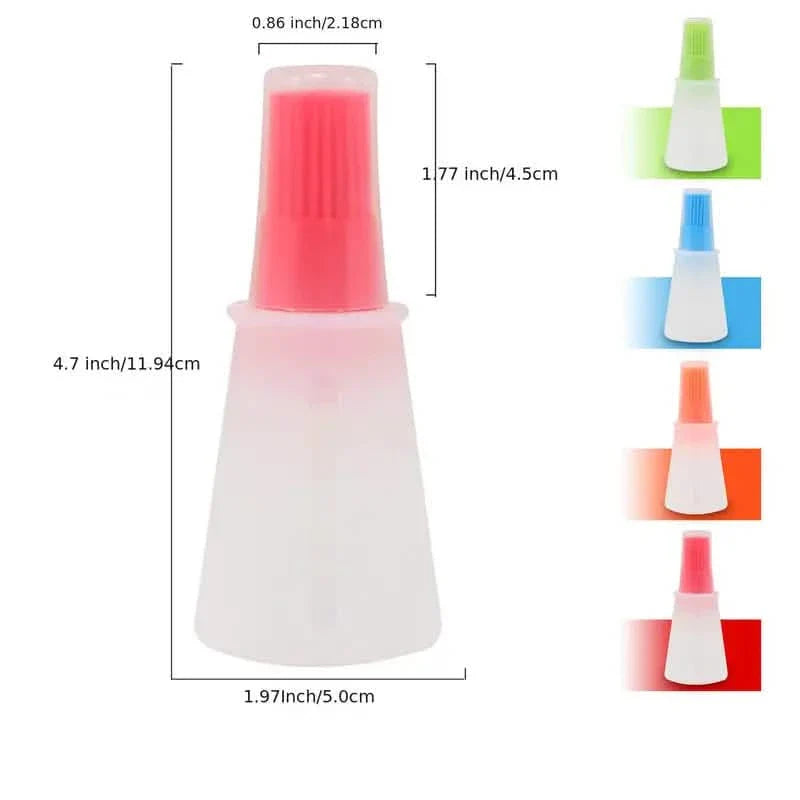 3-Pack: 2.2oz Silicone BBQ Oil Bottle Brush with Flat-Bottom Design