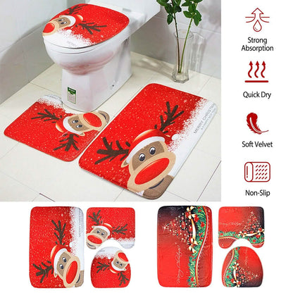 3-Pack: Christmas Bathroom Rugs Set