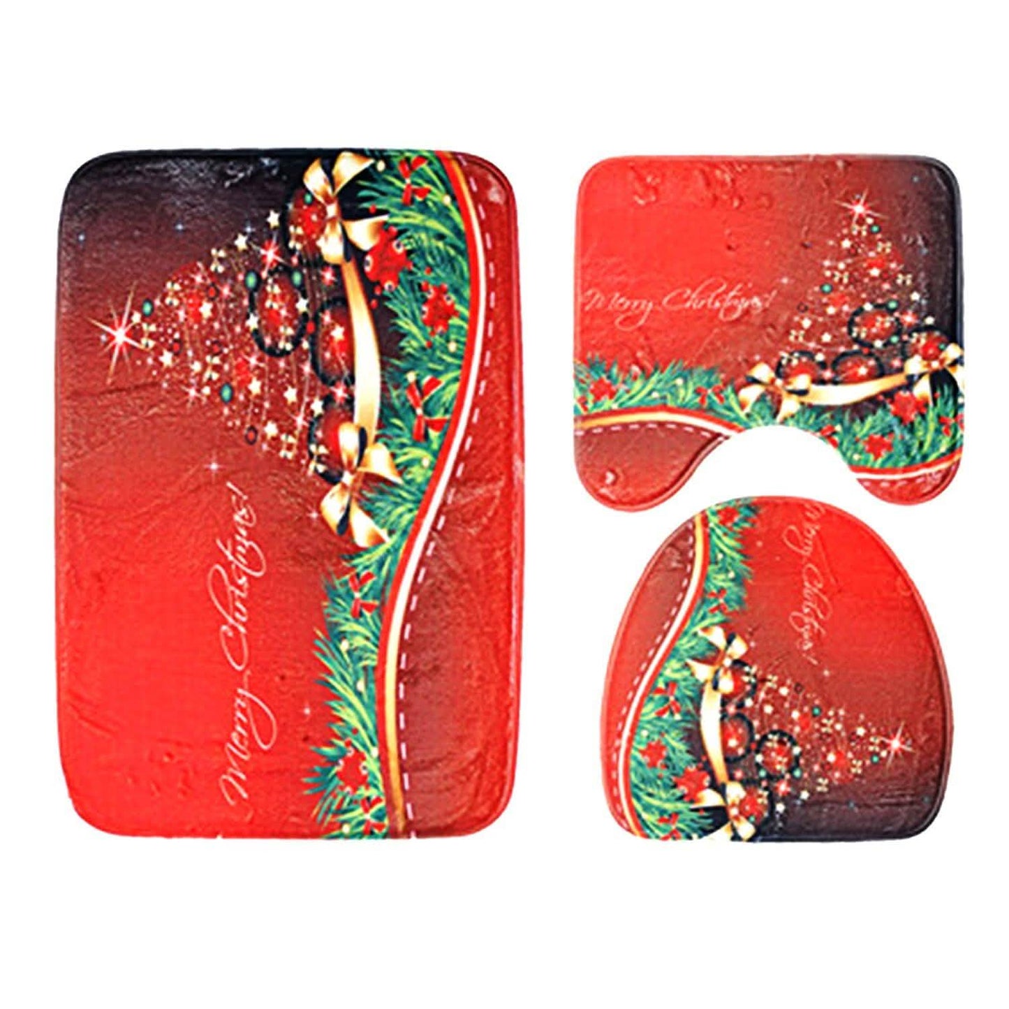 3-Pack: Christmas Bathroom Rugs Set