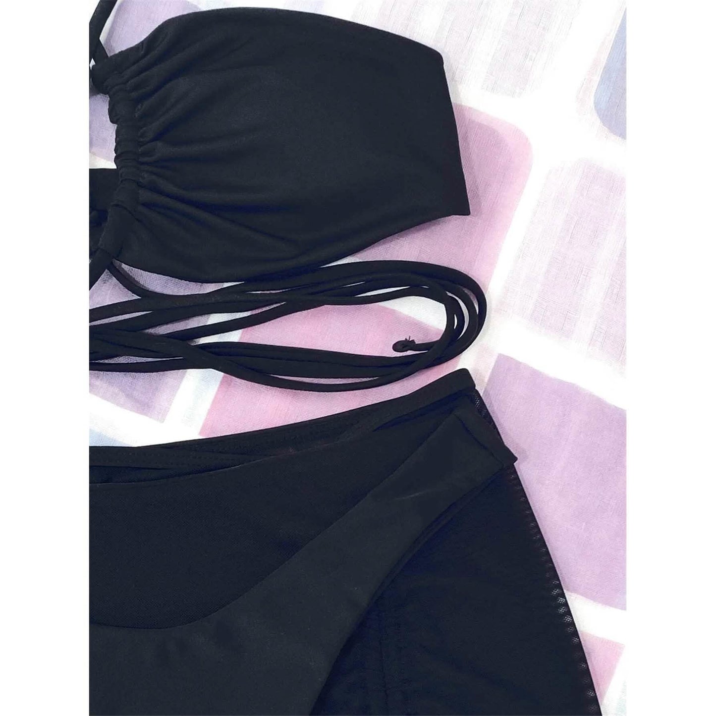 3-Pack: Criss Cross Halter Bikini Swimsuit & Beach Skirt