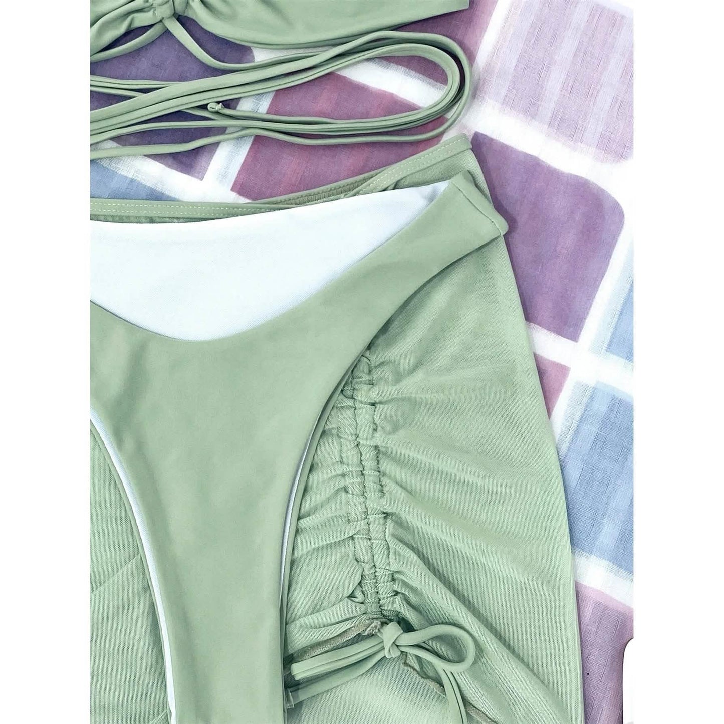 3-Pack: Criss Cross Halter Bikini Swimsuit & Beach Skirt