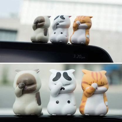 3-Pack: Cute Cat Figurines Miniature Cartoon Animal Decor