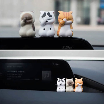 3-Pack: Cute Cat Figurines Miniature Cartoon Animal Decor