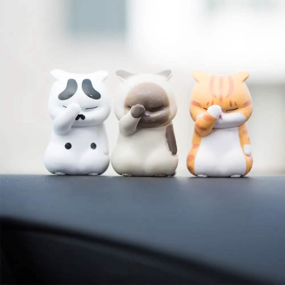 3-Pack: Cute Cat Figurines Miniature Cartoon Animal Decor
