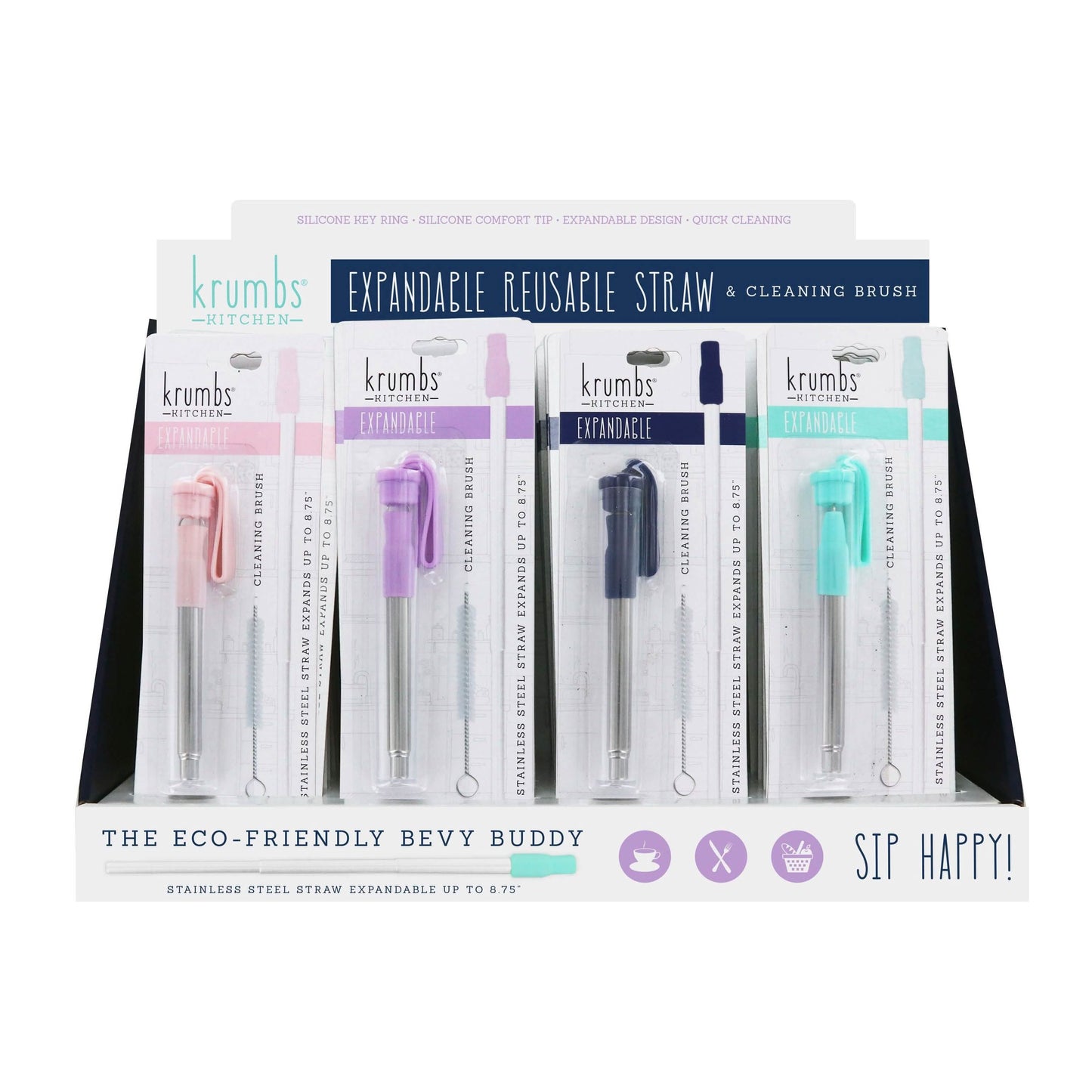 3-Pack: Expandable Steel Straw