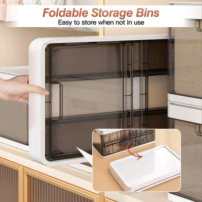 3-Pack: Foldable Storage Bin with Lid Stackable Plastic Closet Organizer