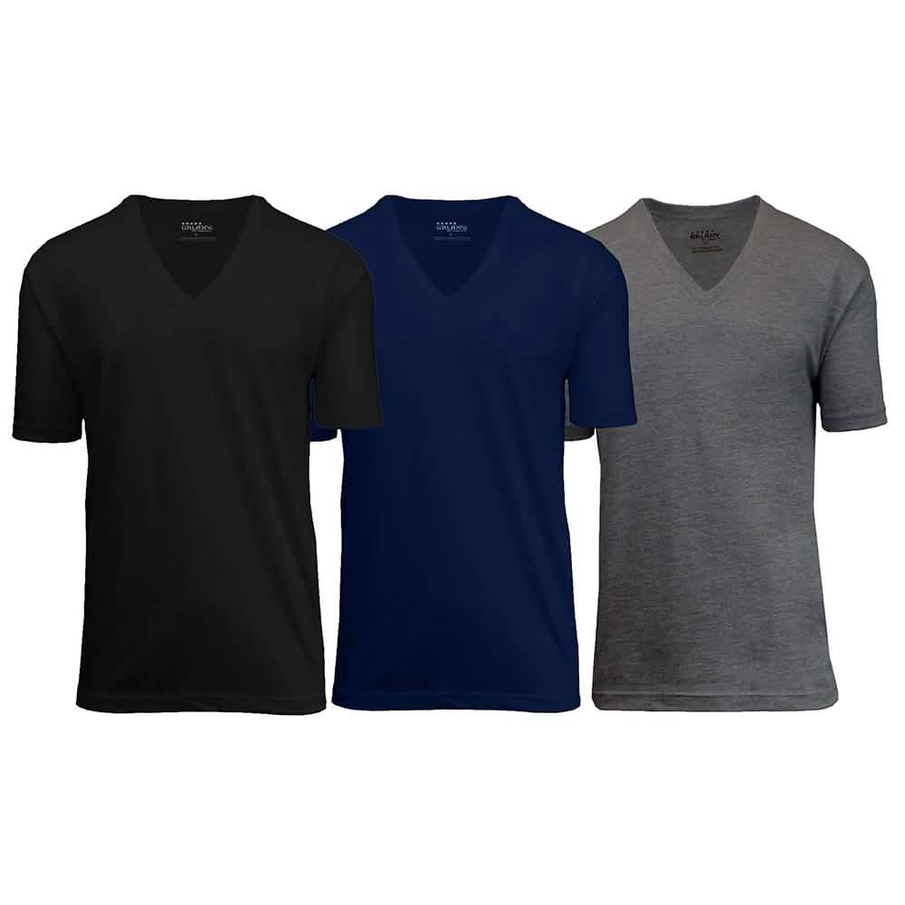 3-Pack: Galaxy By Harvic Men's Egyptian Cotton V-Neck Undershirt