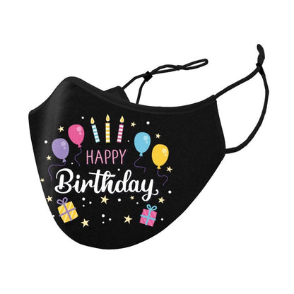 3-Pack: Happy Birthday Double Layered Reusable Face Mask With Adjustable Earloops