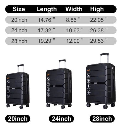 3-Pack: Lightweight Suitcases with TSA Lock