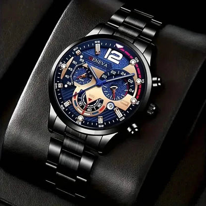 3-Pack: Luxury Men's Quartz Watch Set with Precision Time Scale