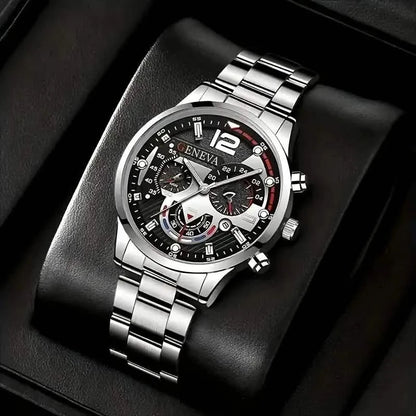 3-Pack: Luxury Men's Quartz Watch Set with Precision Time Scale