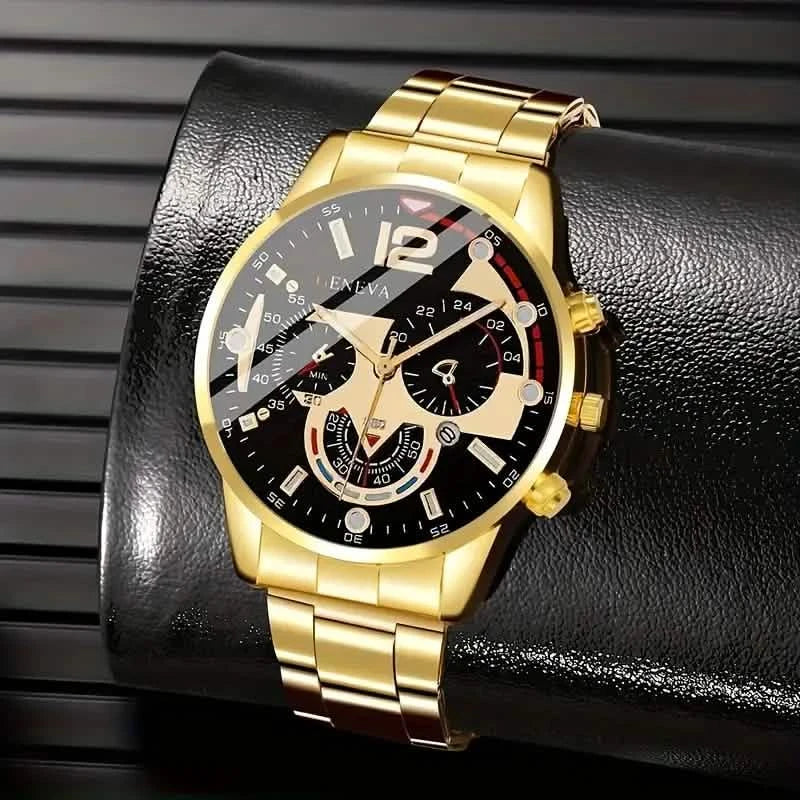 3-Pack: Luxury Men's Quartz Watch Set with Precision Time Scale