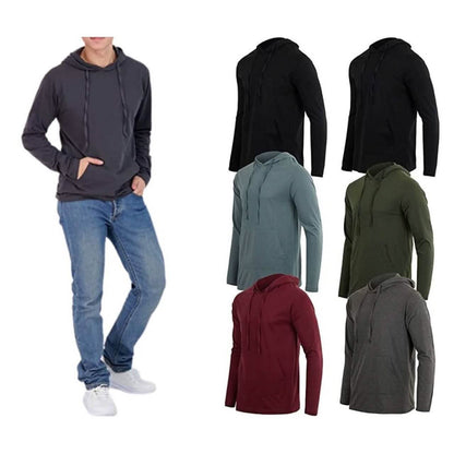 3-Pack: Men's Cotton Lightweight Pullover Hoodie with Kangaroo Pocket