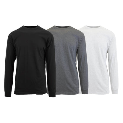 3-Pack: Men's Crew Neck Long Sleeve Classic Tee