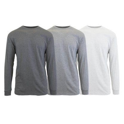 3-Pack: Men's Crew Neck Long Sleeve Classic Tee