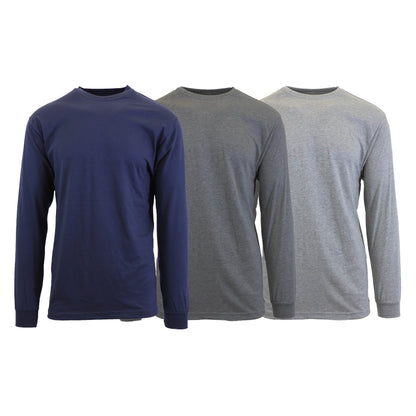 3-Pack: Men's Crew Neck Long Sleeve Classic Tee