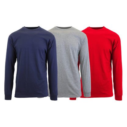 3-Pack: Men's Crew Neck Long Sleeve Classic Tee