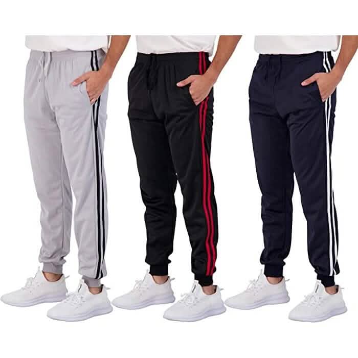 3-Pack: Men's Fleece Active Tricot Joggers with Pockets