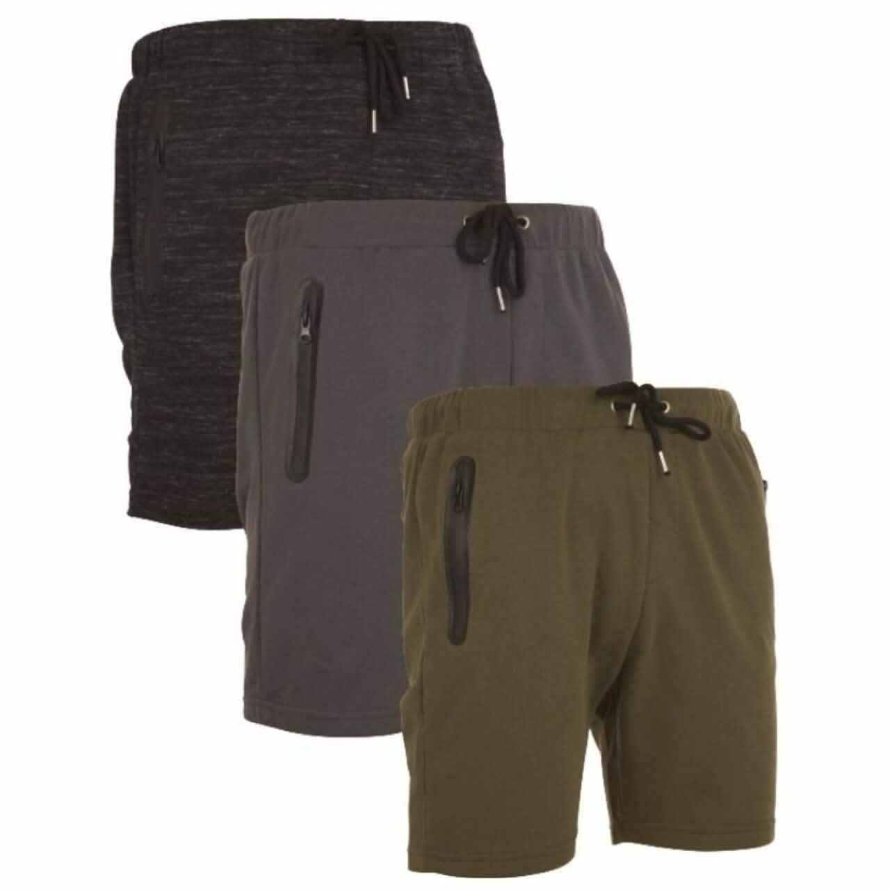3-Pack: Men's French Terry Shorts with Zippered Pockets