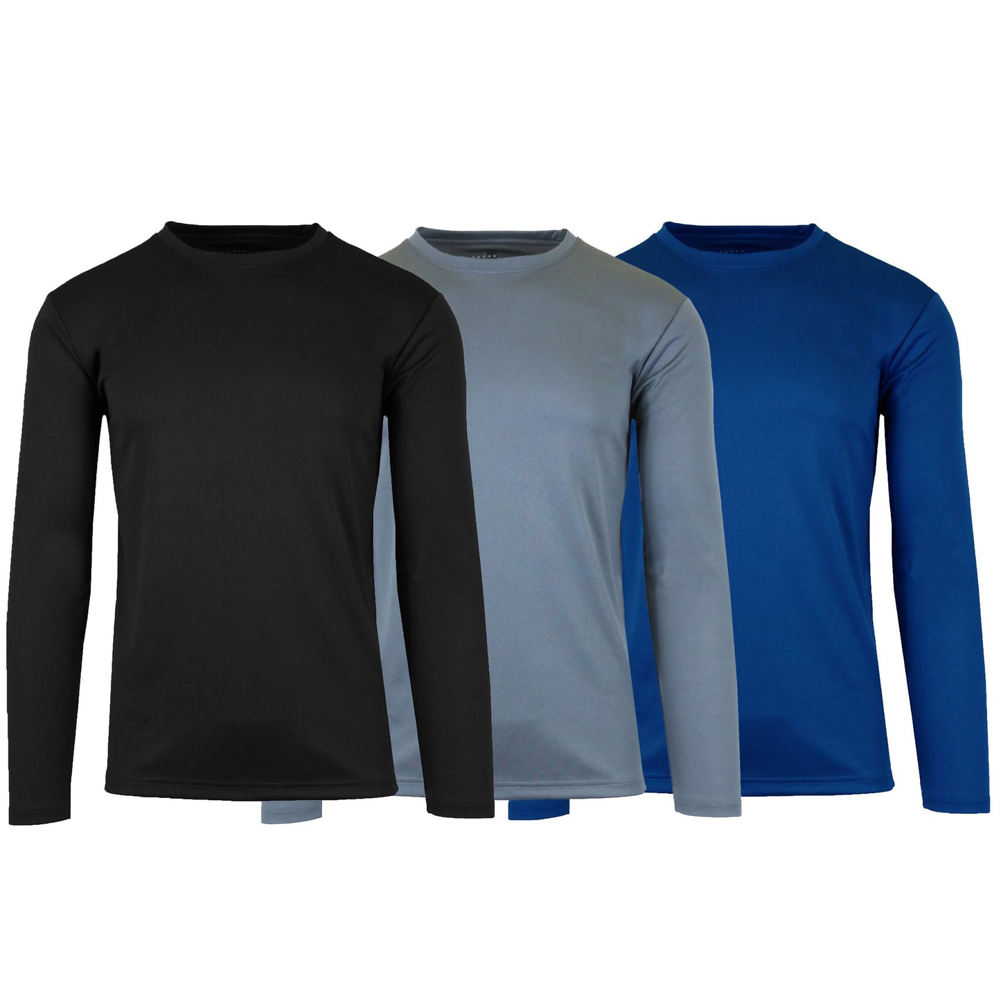 3-Pack: Men's Moisture Wicking Long Sleeve Performance Tagless Tee