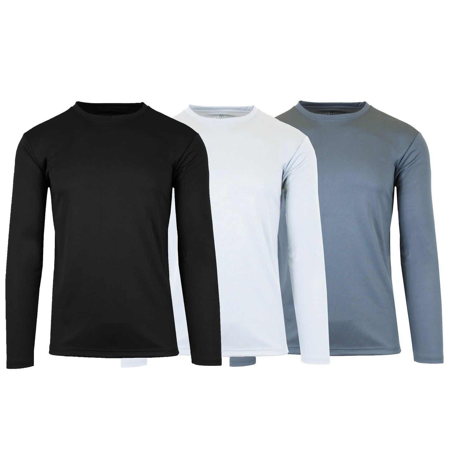 3-Pack: Men's Moisture Wicking Long Sleeve Performance Tagless Tee