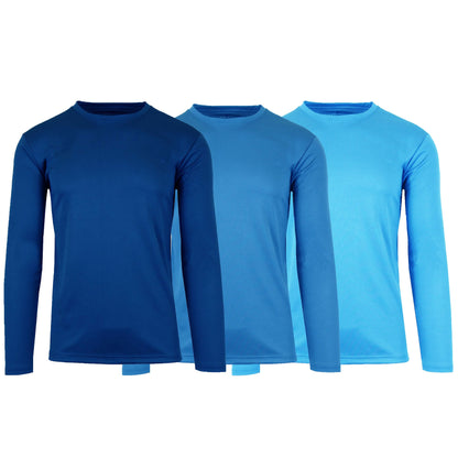 3-Pack: Men's Moisture Wicking Long Sleeve Performance Tagless Tee