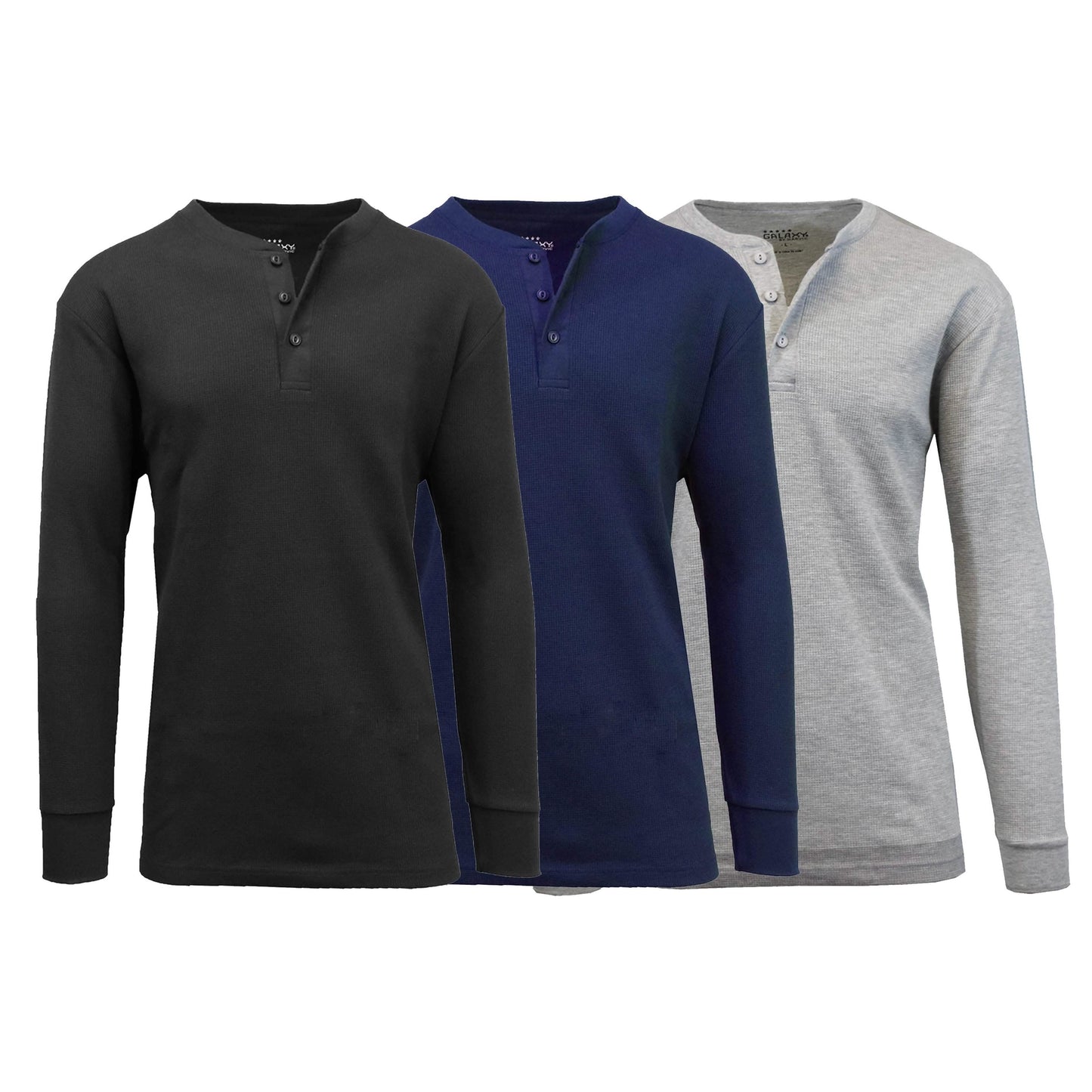 3-Pack: Men's Waffle-Knit Thermal Henley Tees