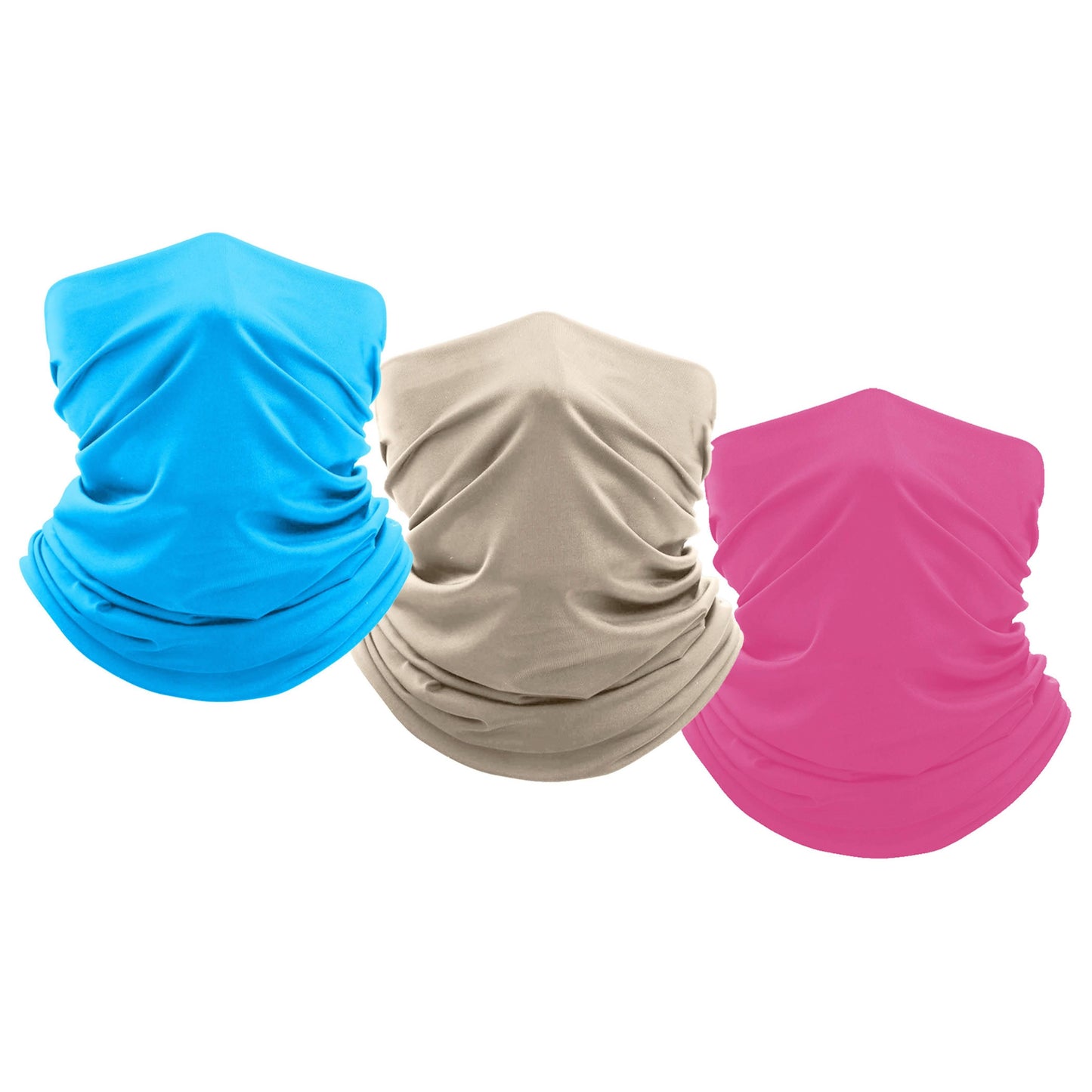 3-Pack: Moisture Wicking Breathable Stretch Gaiter Neck Face Mask