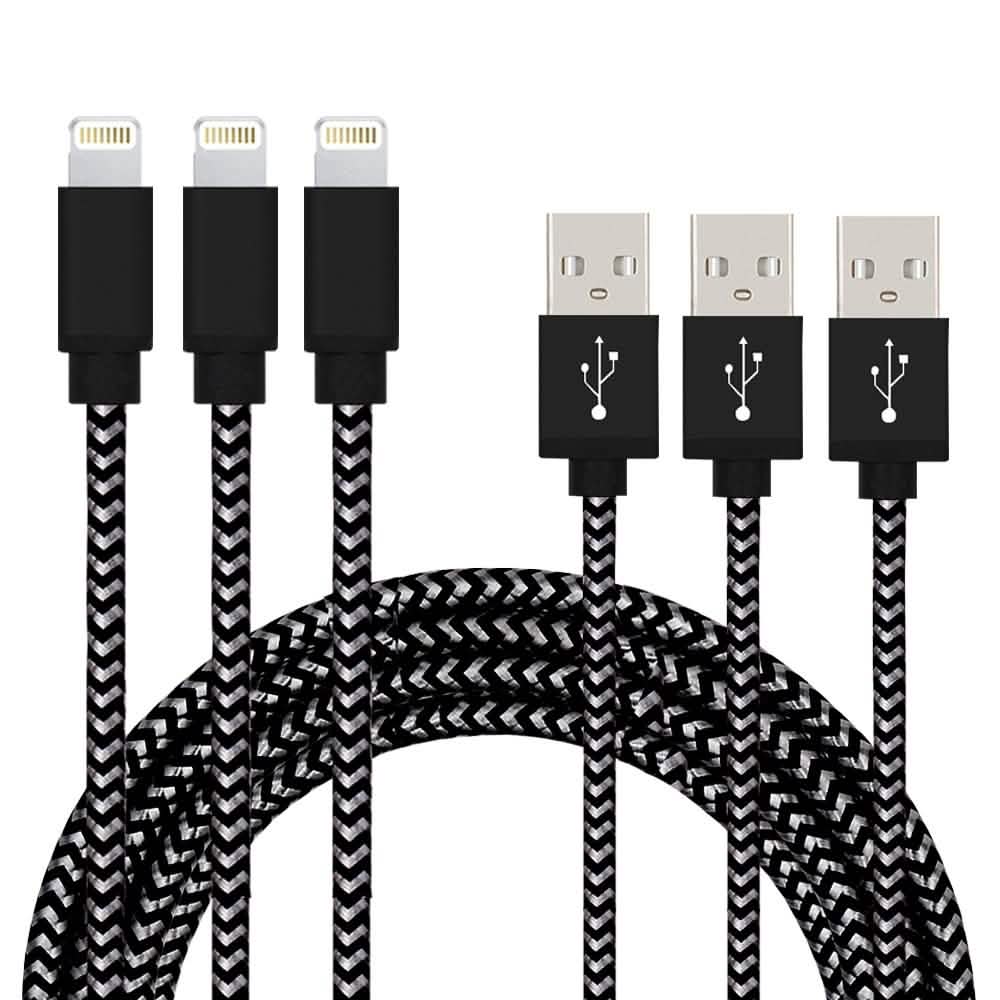 3-Pack: Nylon Braided Cables