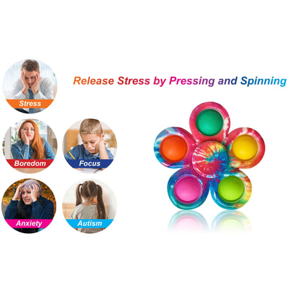 3-Pack: Pop Fidget Popper - 2-in-1 Bubble Fidget Spinner
