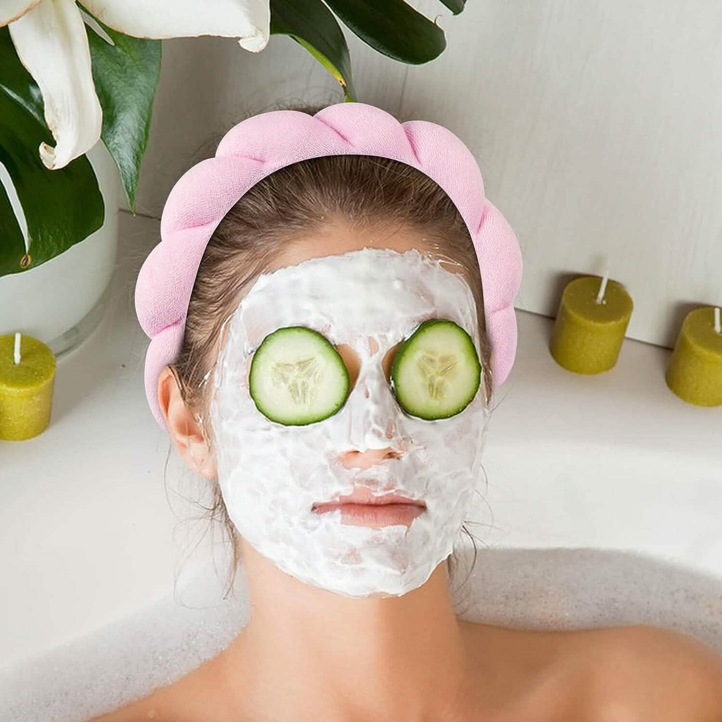 3-Pack:  Puffy Terry Towel Cloth Fabric Sponge Face Wash Head Band