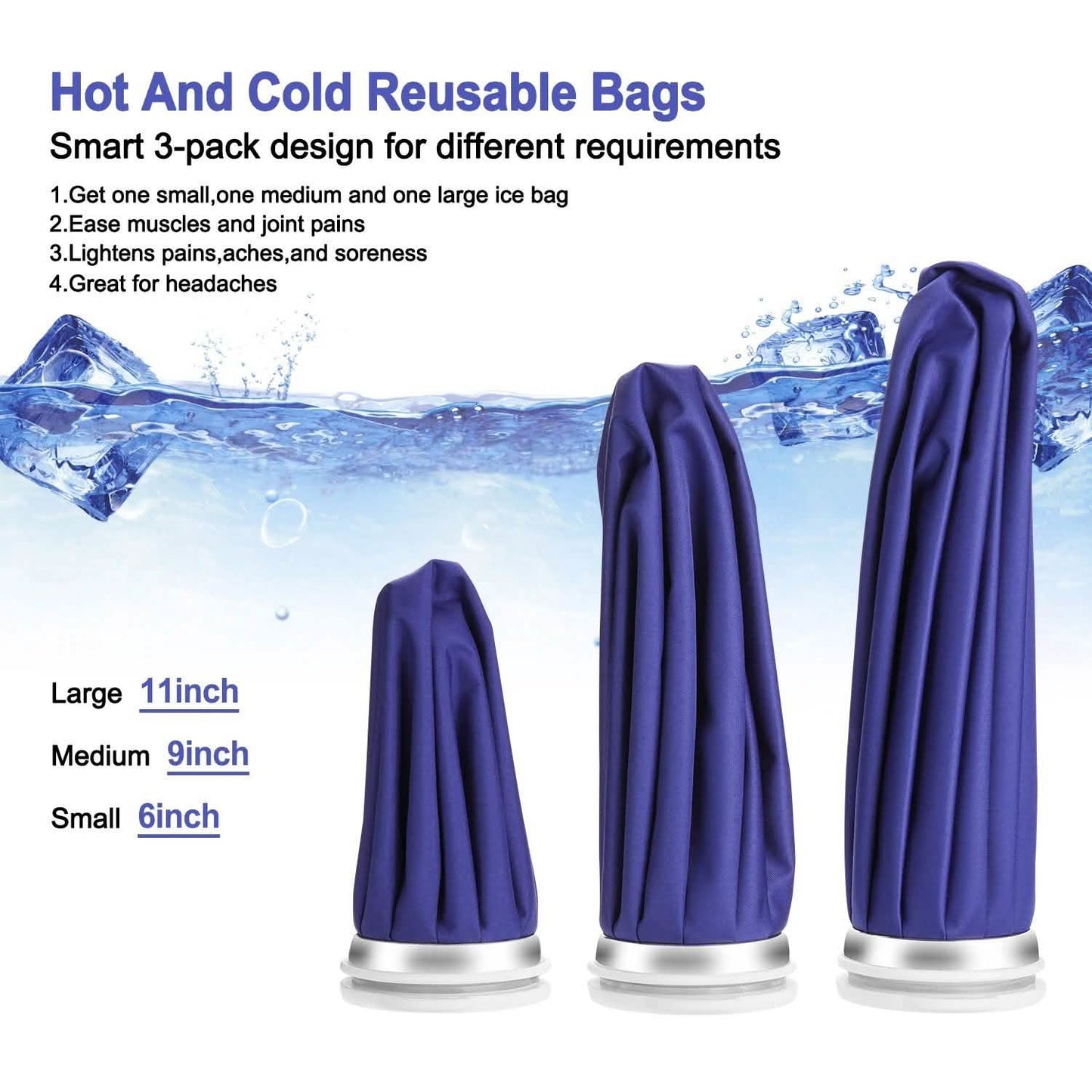 3-Pack: Reusable Ice Bag Pain Relief Heat Pack Sports Injury First Aid