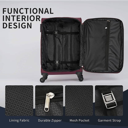 3-Pack: Softside Travel Luggage Set with TSA Lock