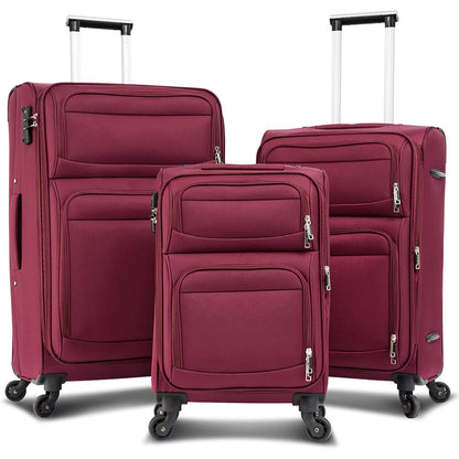 3-Pack: Softside Travel Luggage Set with TSA Lock