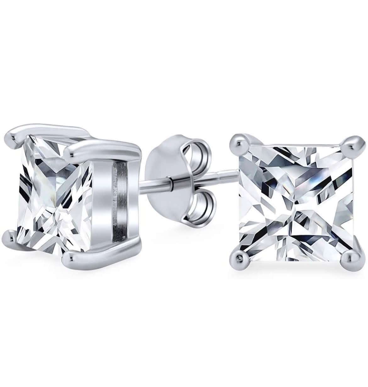 3-Pack: Sterling Silver Princess Cut Studs