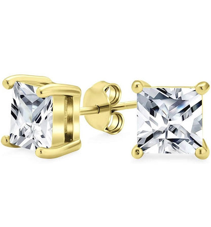 3-Pack: Sterling Silver Princess Cut Studs