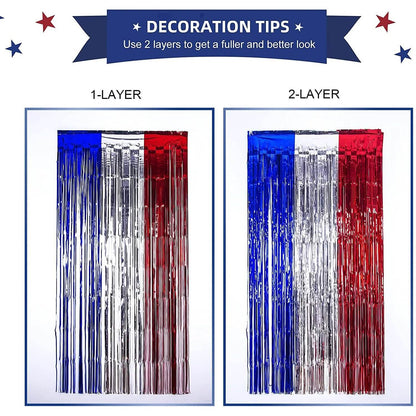 3-Pack: Tinsel Foil Fringe Curtains