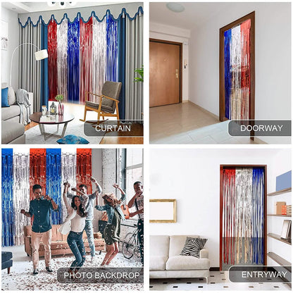 3-Pack: Tinsel Foil Fringe Curtains