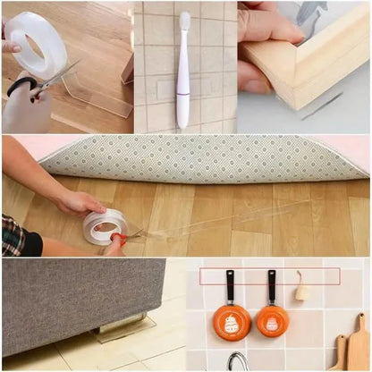 3-Pack: Transparent Adhesive Tape - Reusable, Washable, and No-Residue Nano Gel Strips