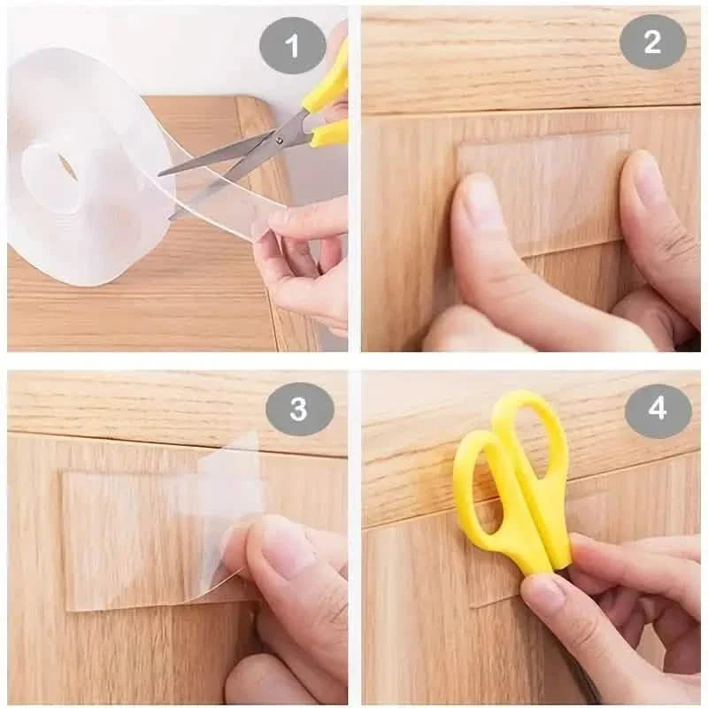 3-Pack: Transparent Adhesive Tape - Reusable, Washable, and No-Residue Nano Gel Strips