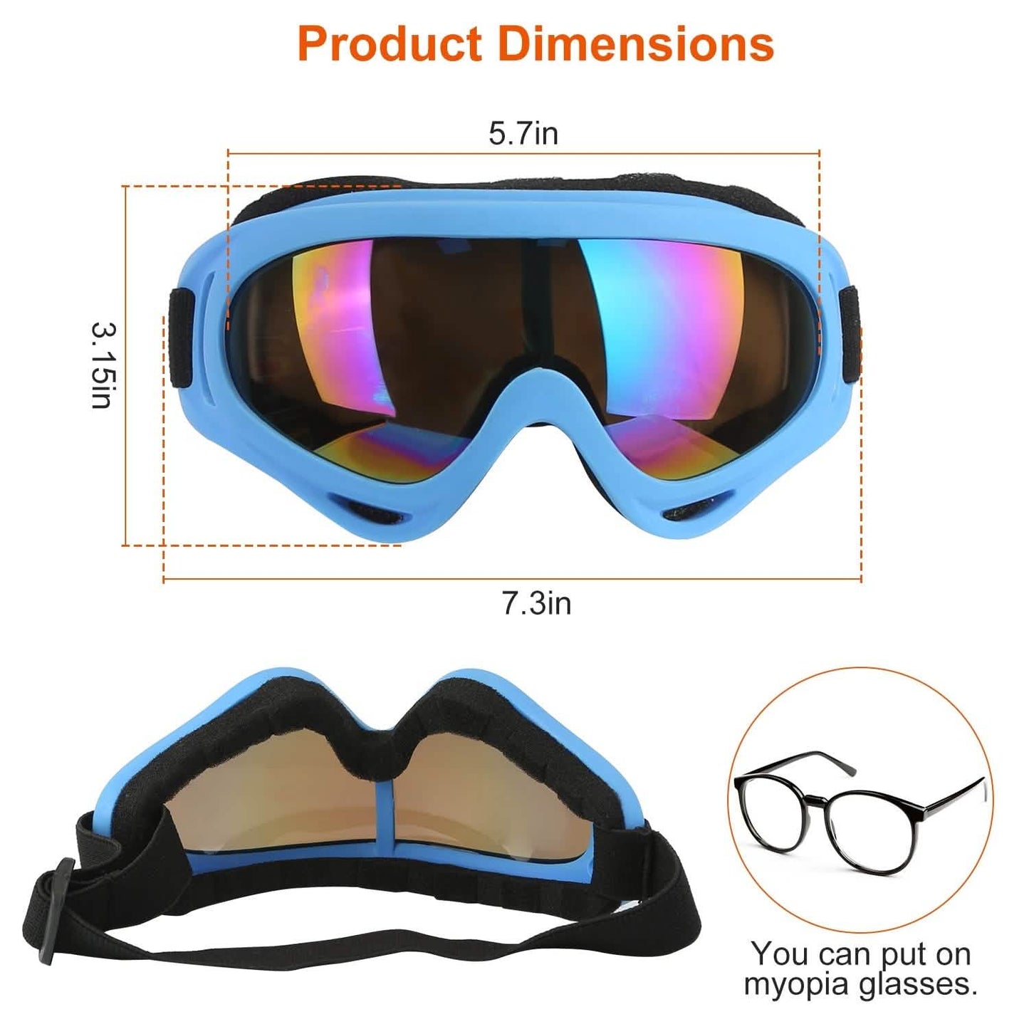 3-Pack: Winter Sports Goggles for Kids and Adults